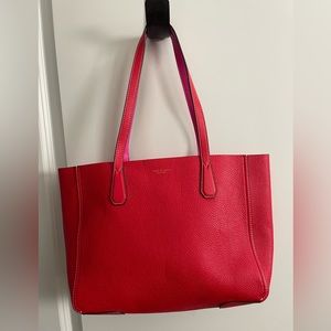 Tory Burch Perry Mini Reversible Tote Red and Pink
